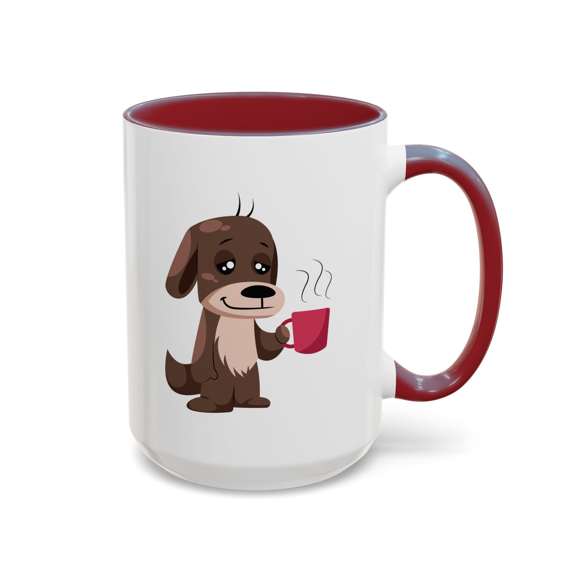 Cute Coffee Dog Mug — Adorable Puppy Holding Coffee Accent Mug (11/15 oz)