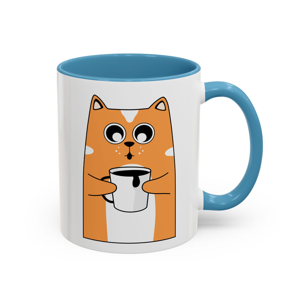 Sleepy Cat Accent Mug — 11/15oz Coffee Cup with Cat Design