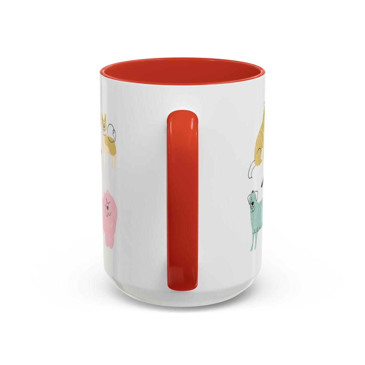Dog Pattern Accent Coffee Mug — Cute Colorful Dog Breed Illustration (11/15 oz)