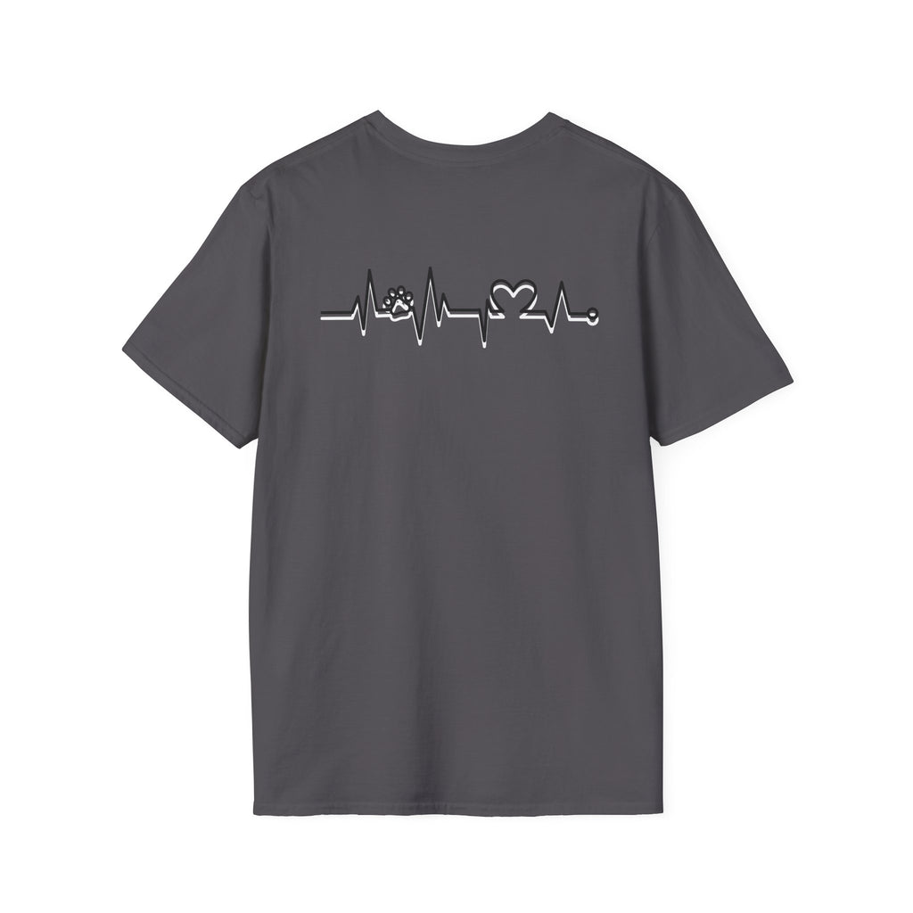 T-Shirt — Paw & Heartbeat EKG Design (Pet Lover Tee)