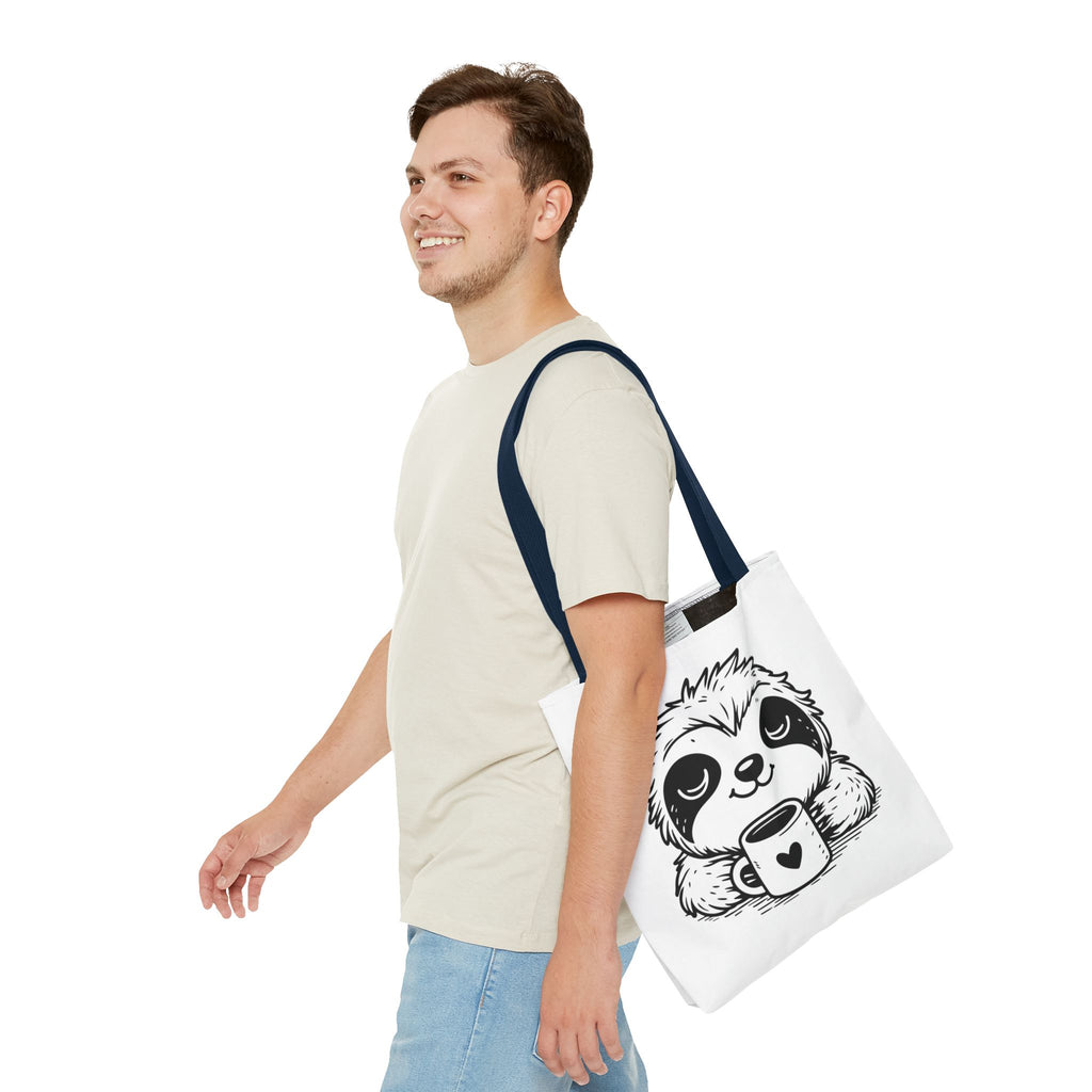 Sloth Coffee Tote Bag — Cute Relaxed Sloth Holding Mug