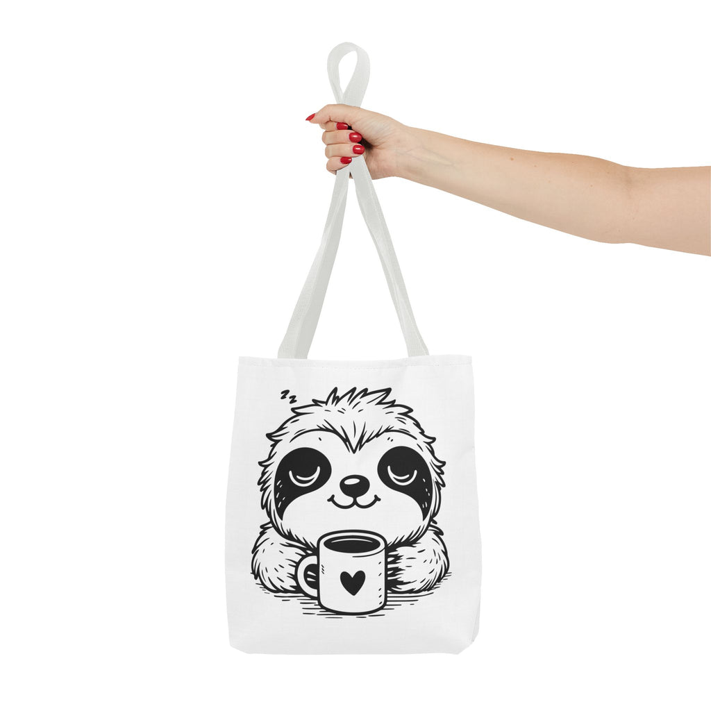 Sloth Coffee Tote Bag — Cute Relaxed Sloth Holding Mug