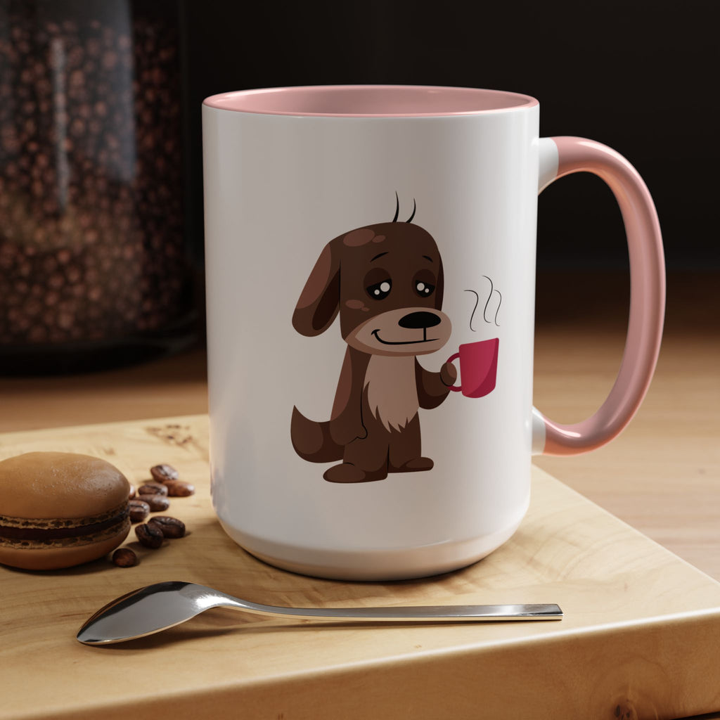 Cute Coffee Dog Mug — Adorable Puppy Holding Coffee Accent Mug (11/15 oz)