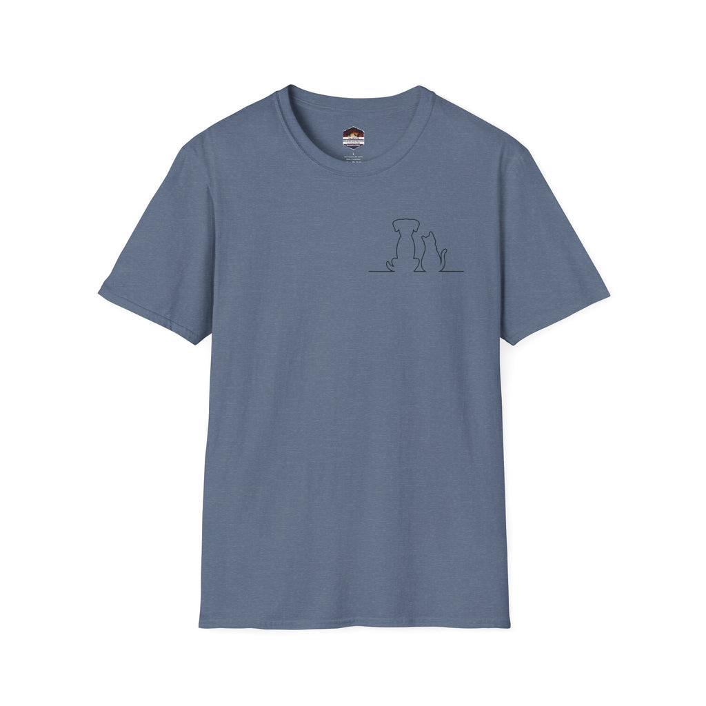 Dog and Cat Outline Tee — Minimal Pet Silhouette T-Shirt