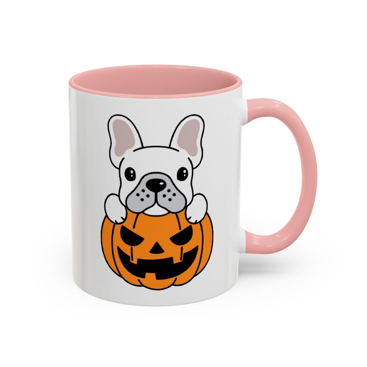 French Bulldog Halloween Coffee Mug – Cute Pup Peeking from Jack-o'-Lantern Accent Mug (11/15oz)