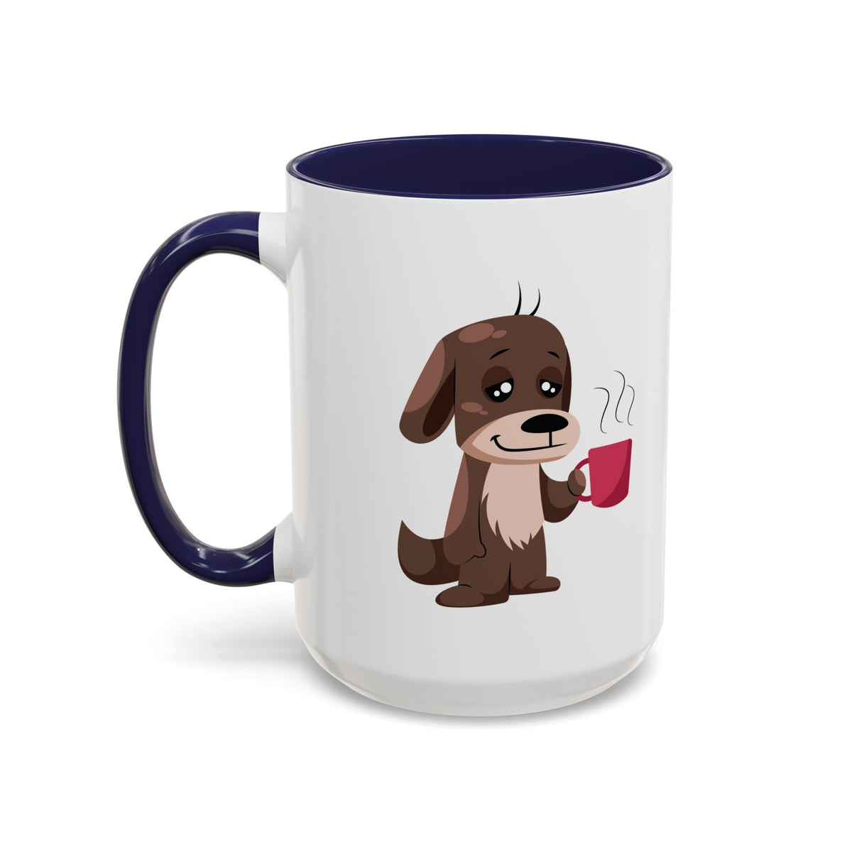 Cute Coffee Dog Mug — Adorable Puppy Holding Coffee Accent Mug (11/15 oz)