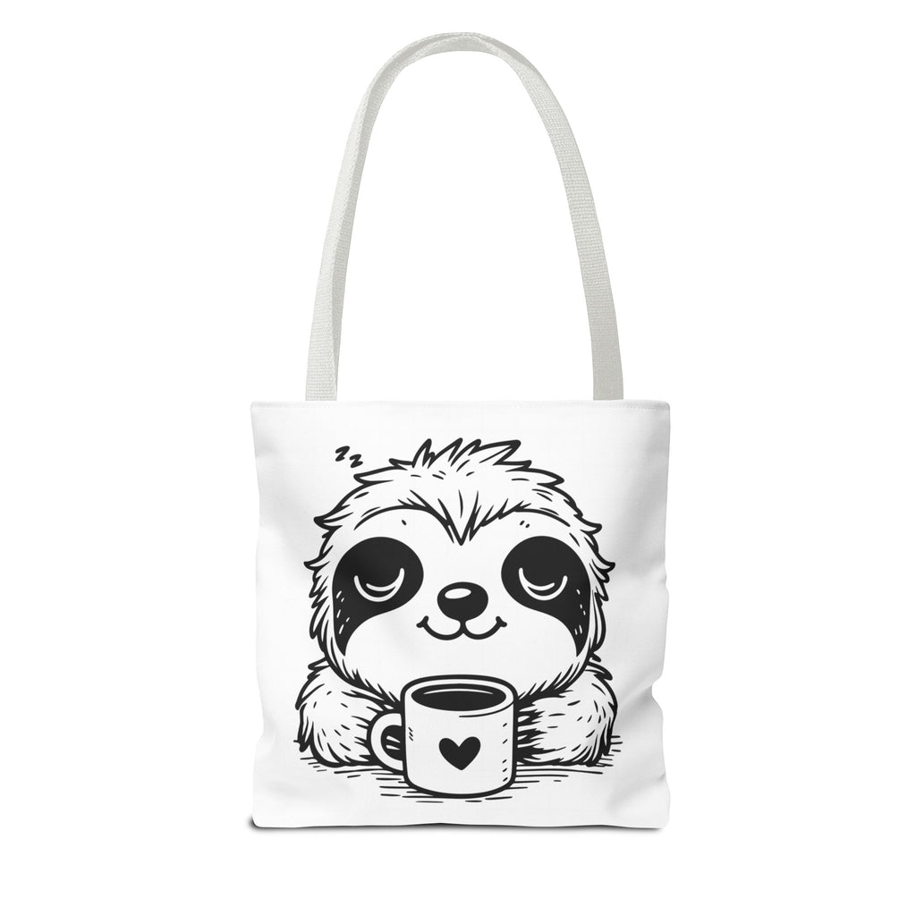 Sloth Coffee Tote Bag — Cute Relaxed Sloth Holding Mug