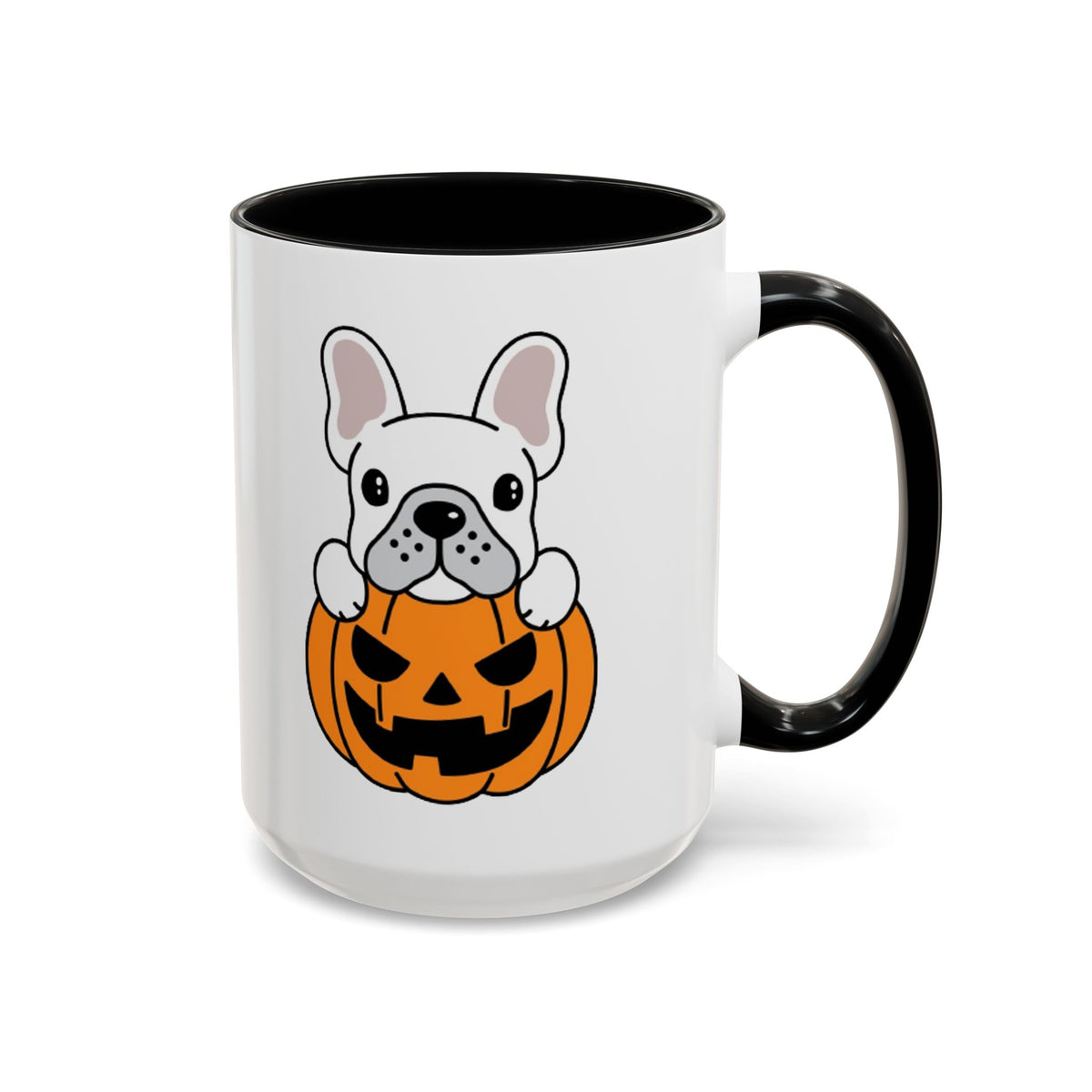 French Bulldog Halloween Coffee Mug – Cute Pup Peeking from Jack-o'-Lantern Accent Mug (11/15oz)