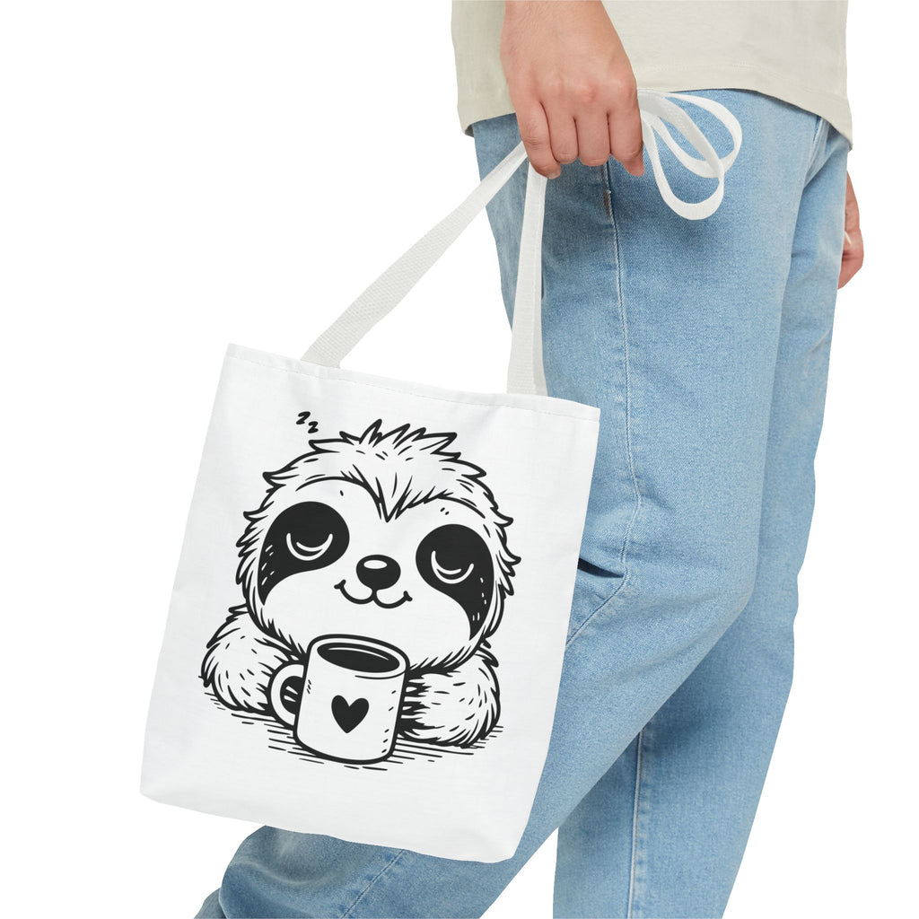 Sloth Coffee Tote Bag — Cute Relaxed Sloth Holding Mug