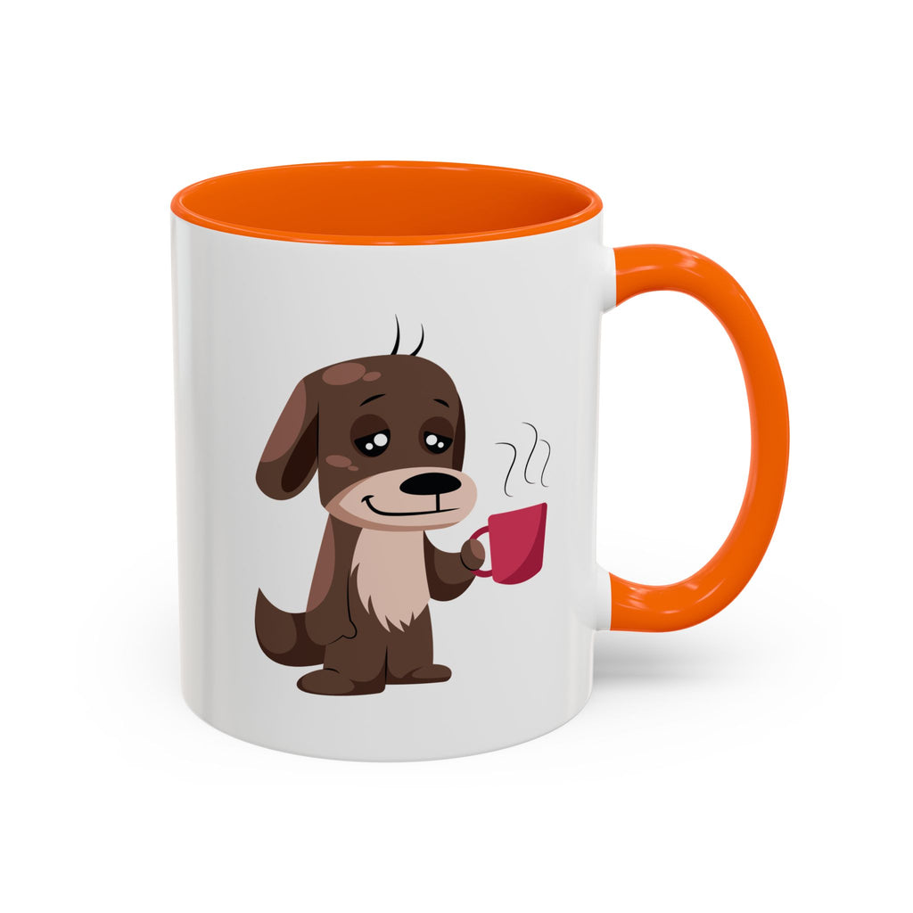 Cute Coffee Dog Mug — Adorable Puppy Holding Coffee Accent Mug (11/15 oz)