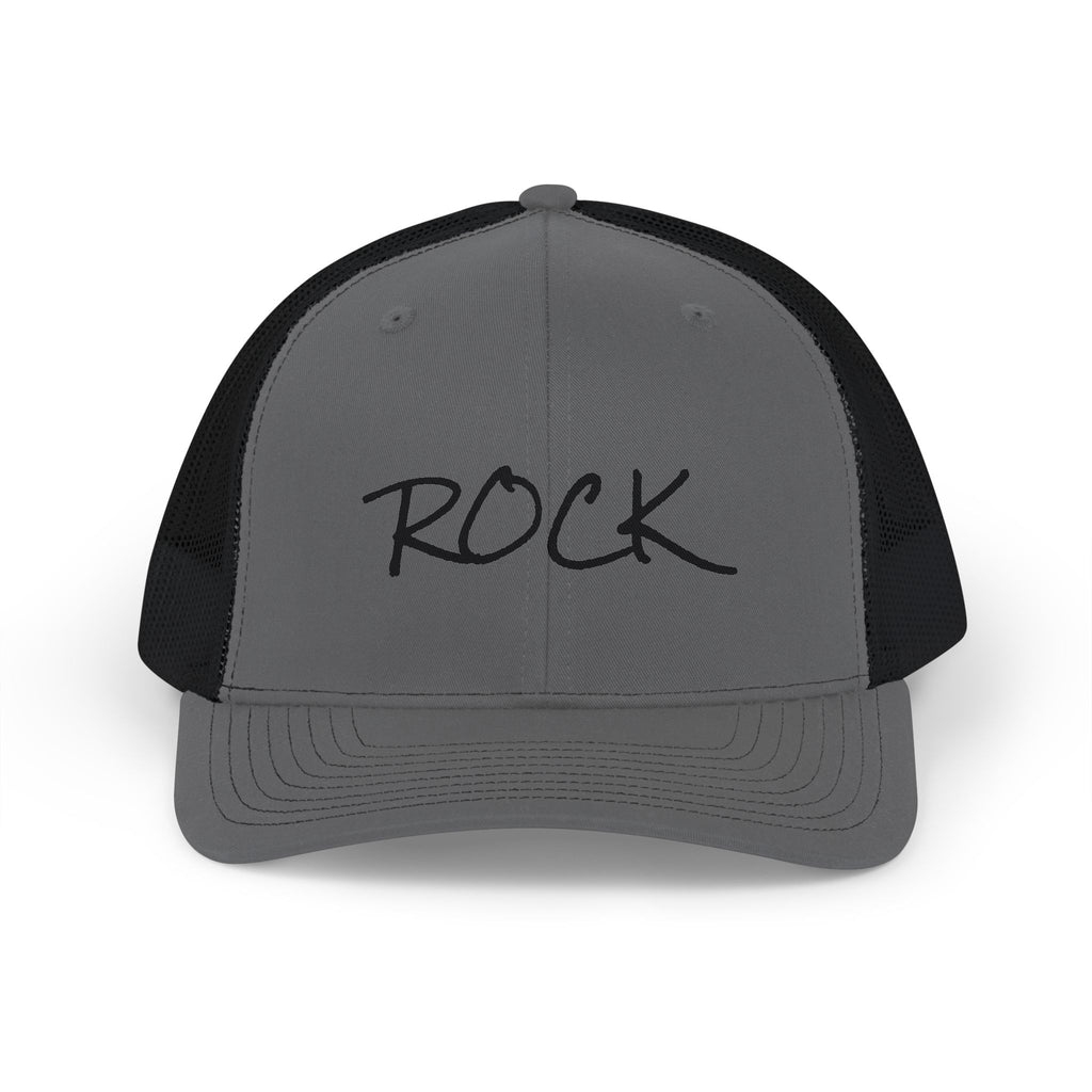 Rock Snapback Trucker Cap — White Mesh Baseball Hat