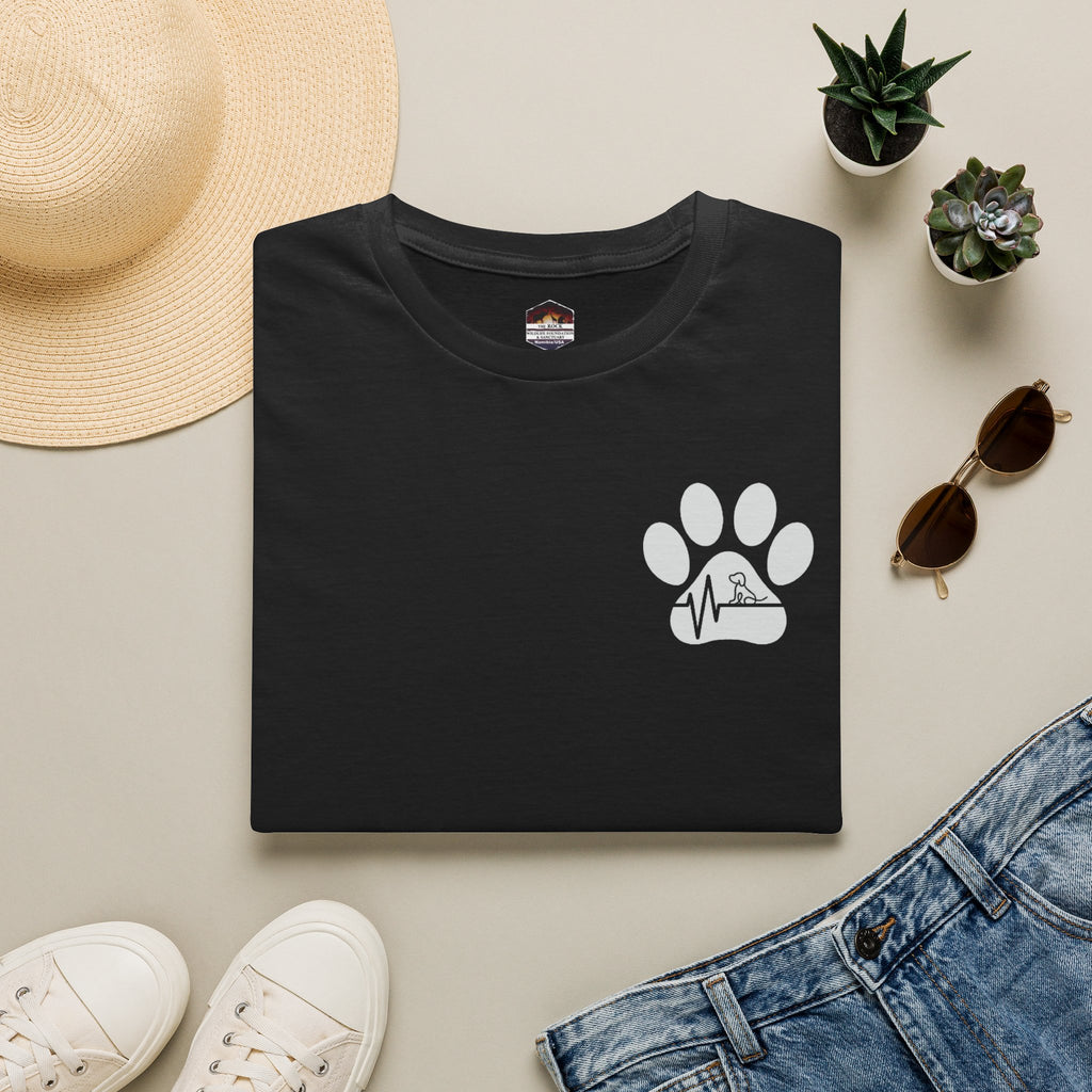 T-Shirt — Paw & Heartbeat EKG Design (Pet Lover Tee)