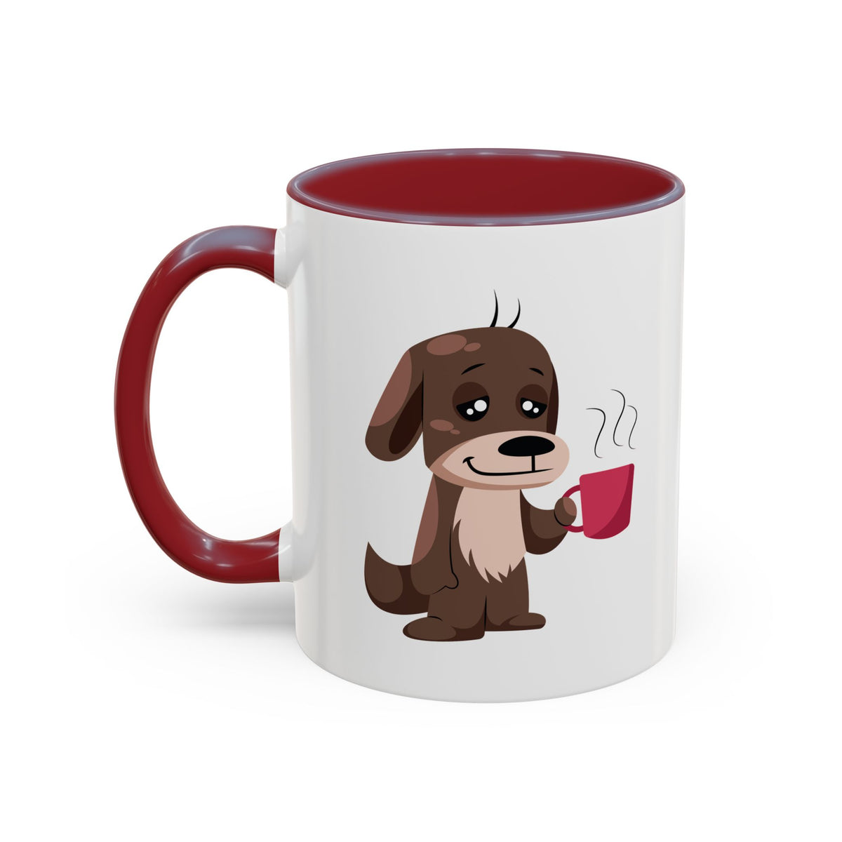 Cute Coffee Dog Mug — Adorable Puppy Holding Coffee Accent Mug (11/15 oz)