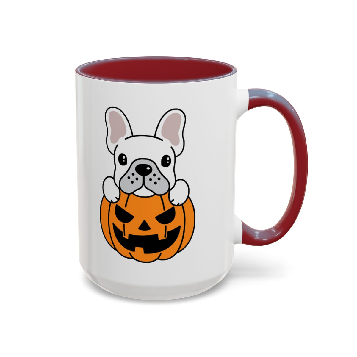 French Bulldog Halloween Coffee Mug – Cute Pup Peeking from Jack-o'-Lantern Accent Mug (11/15oz)