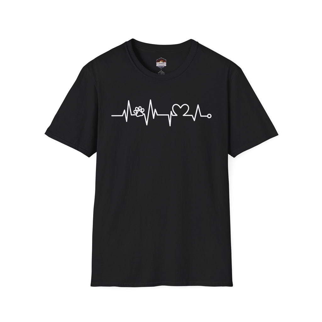 Heartbeat Paw & Heart T-Shirt — Pet Lover EKG Tee