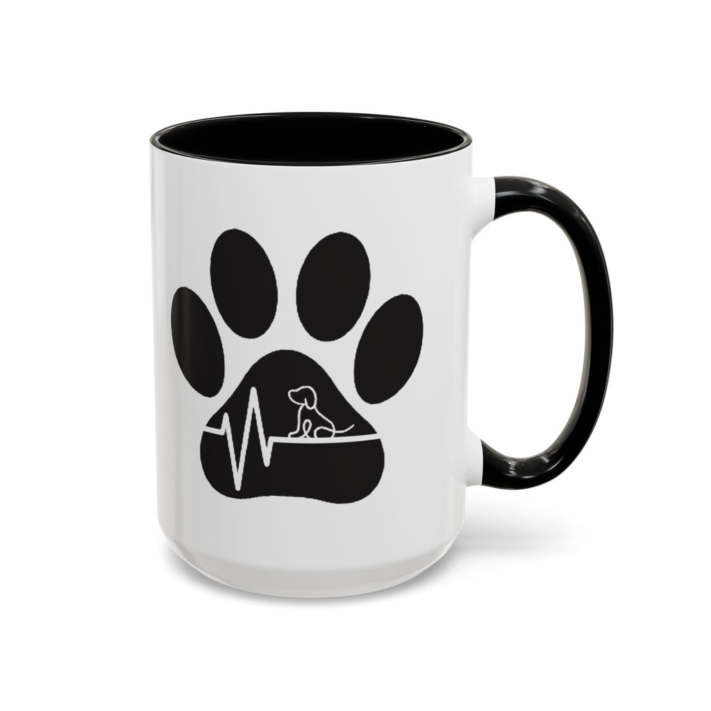 Dog Paw Heartbeat Coffee Mug — Pet Lover Accent Mug (11/15oz)