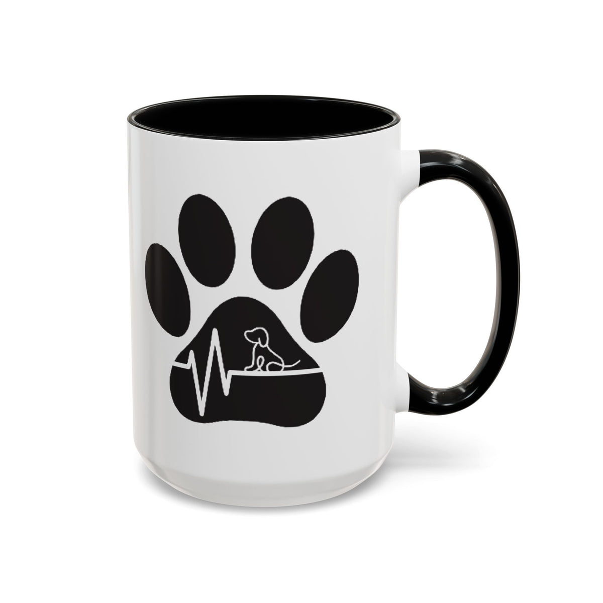 Dog Paw Heartbeat Coffee Mug — Pet Lover Accent Mug (11/15oz)