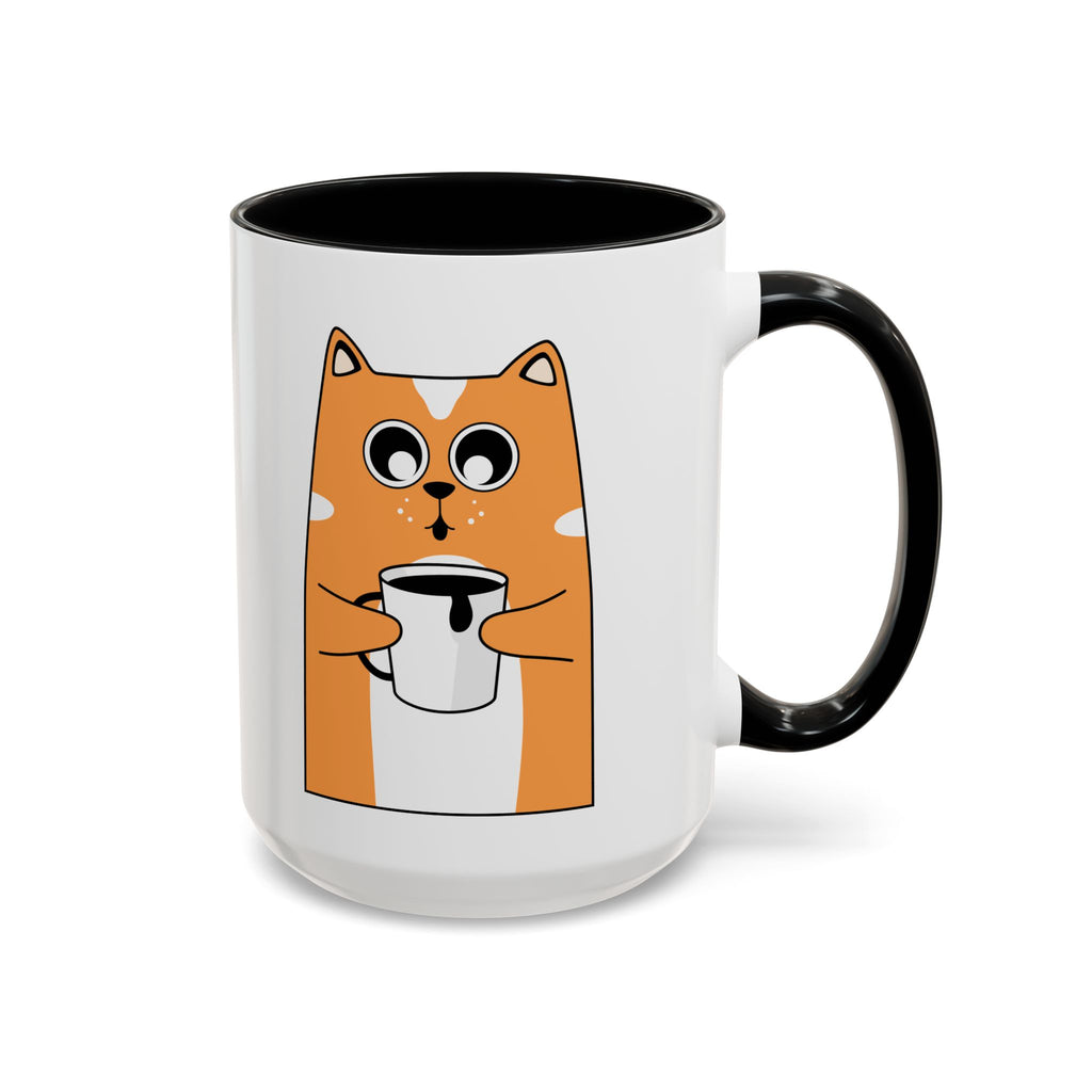 Sleepy Cat Accent Mug — 11/15oz Coffee Cup with Cat Design