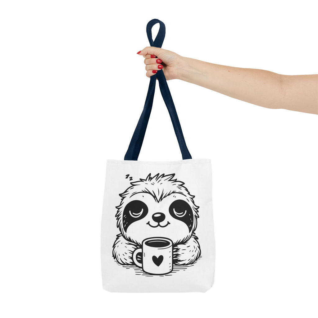 Sloth Coffee Tote Bag — Cute Relaxed Sloth Holding Mug