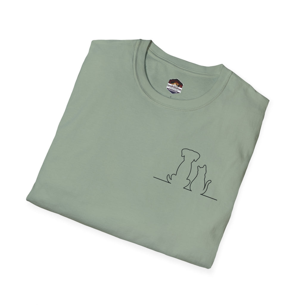 Dog and Cat Outline Tee — Minimal Pet Silhouette T-Shirt