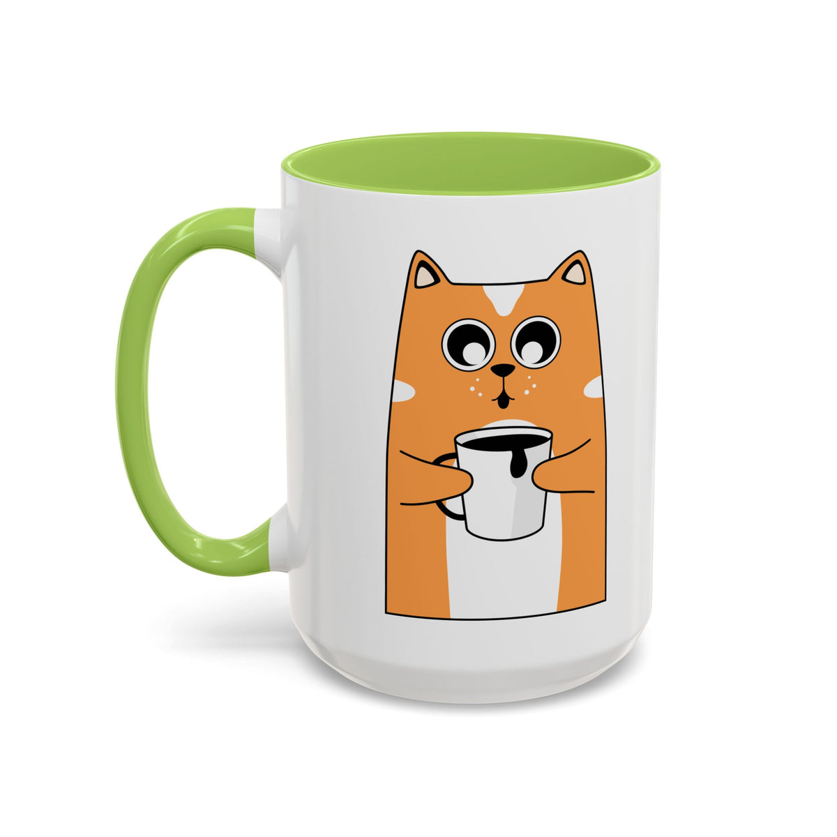 Sleepy Cat Accent Mug — 11/15oz Coffee Cup with Cat Design