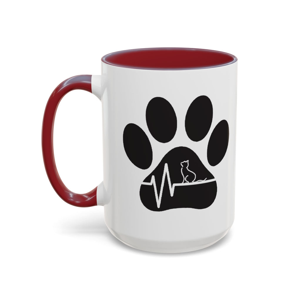 Cat Paw Heartbeat Coffee Mug — Pet Lover Accent Mug (11/15oz)
