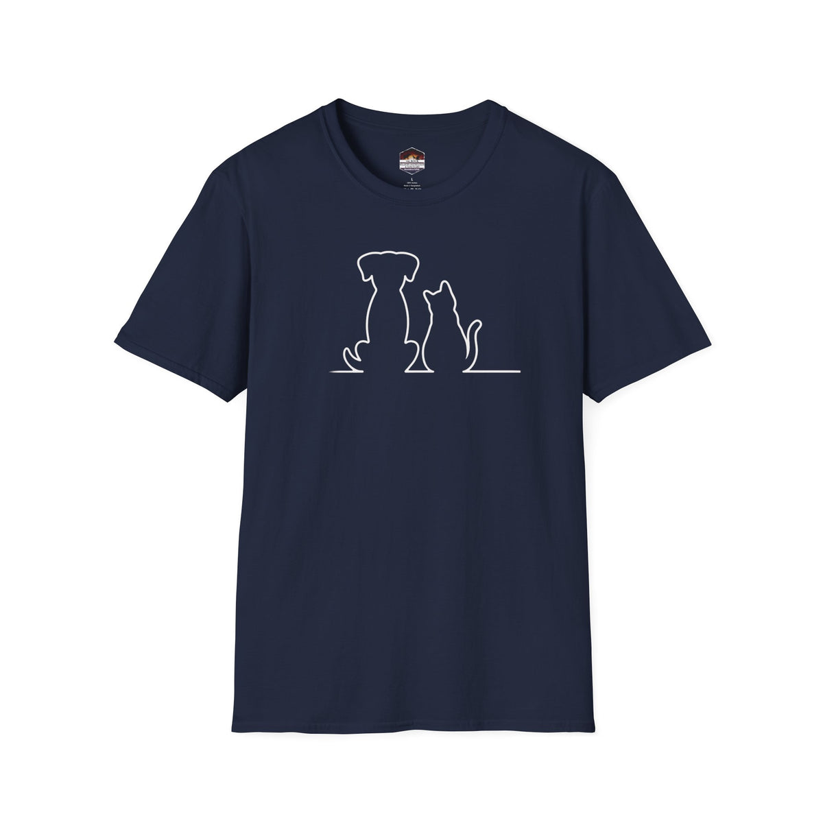 Dog and Cat Line Art T‑Shirt — Minimal Pet Silhouette Tee