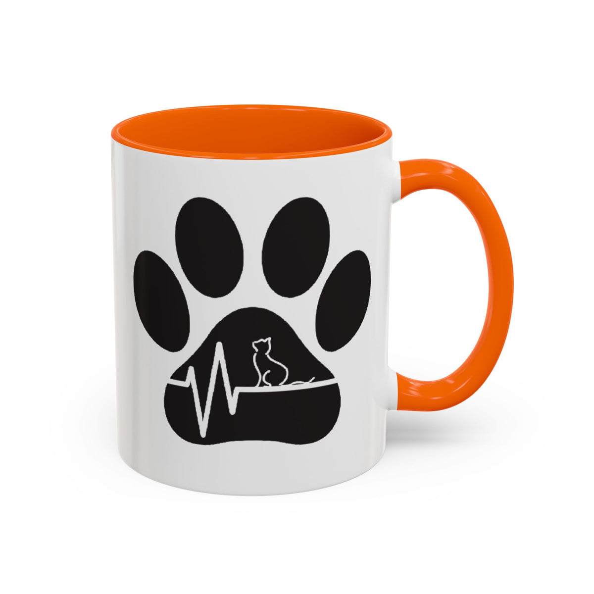 Cat Paw Heartbeat Coffee Mug — Pet Lover Accent Mug (11/15oz)