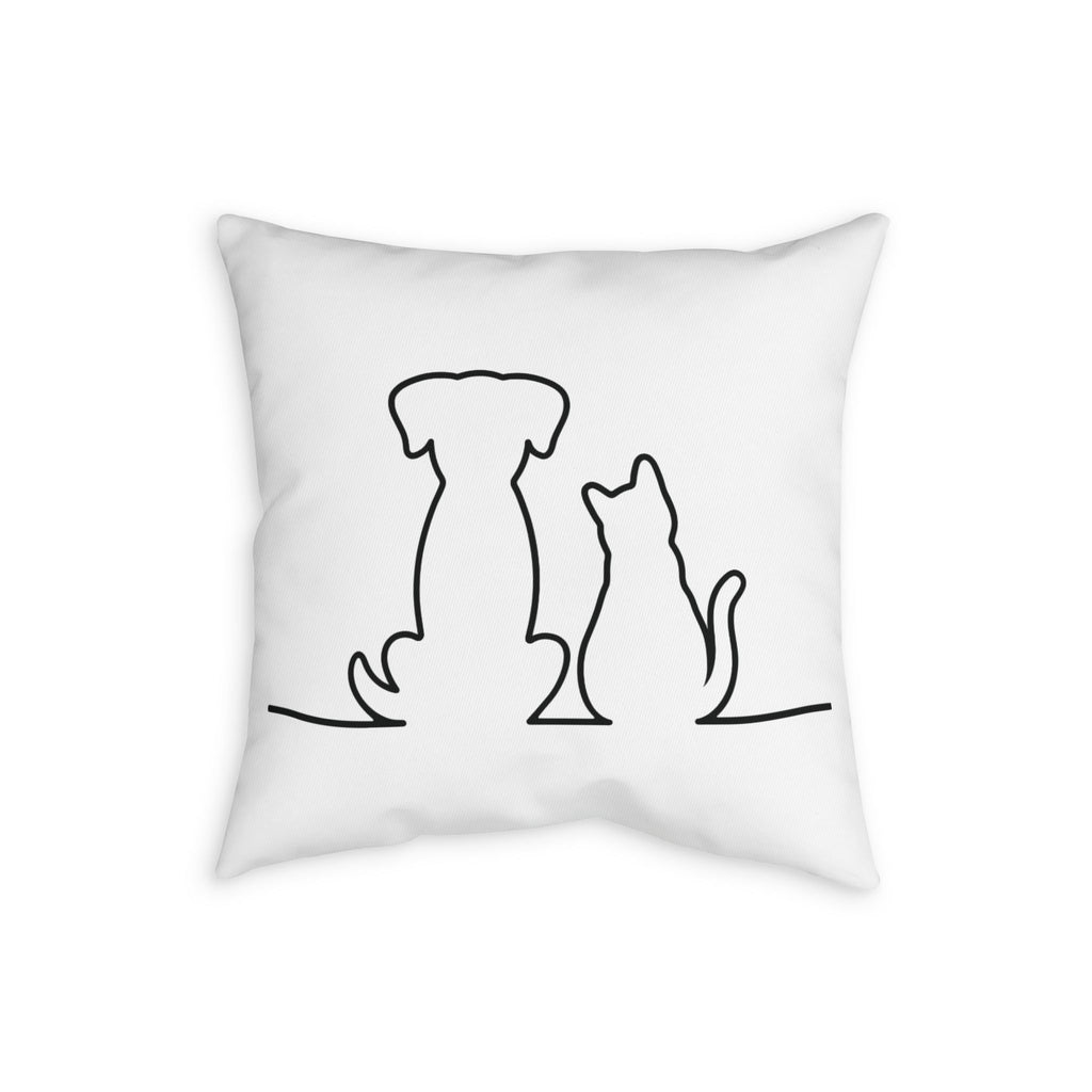 Pet Silhouette Pillowcase — Dog and Cat Line Art Decorative Throw Pillow