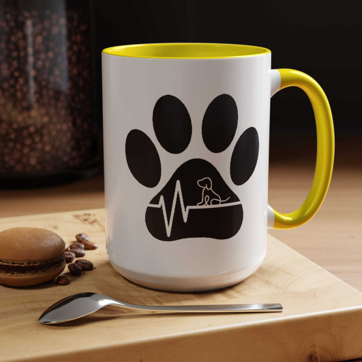 Dog Paw Heartbeat Coffee Mug — Pet Lover Accent Mug (11/15oz)