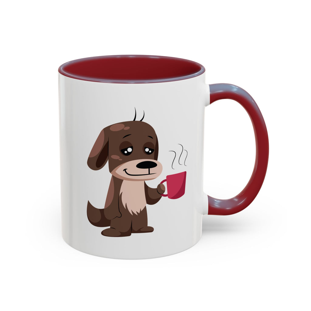 Cute Coffee Dog Mug — Adorable Puppy Holding Coffee Accent Mug (11/15 oz)