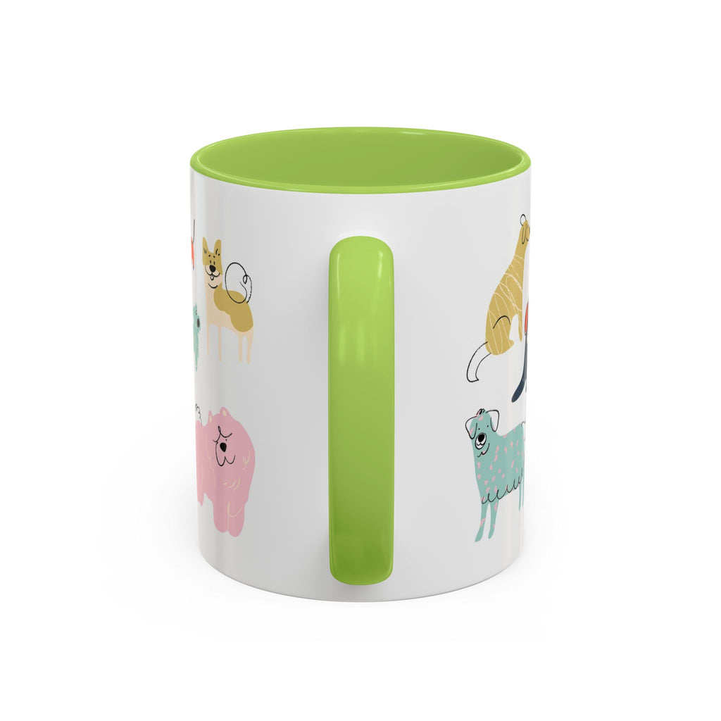 Dog Pattern Accent Coffee Mug — Cute Colorful Dog Breed Illustration (11/15 oz)