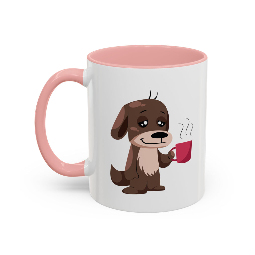 Cute Coffee Dog Mug — Adorable Puppy Holding Coffee Accent Mug (11/15 oz)