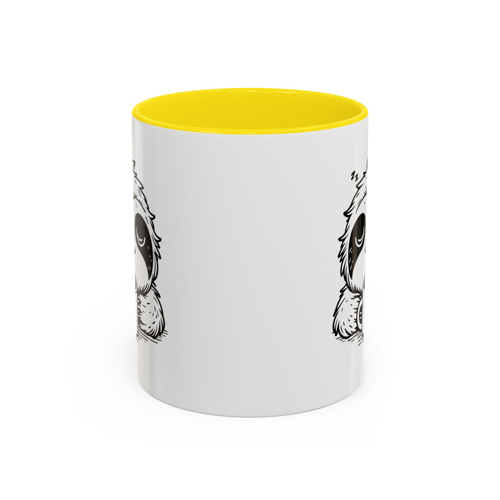 Cute Sloth Coffee Mug (Accent, 11/15oz) — Adorable Cartoon Sloth Holding Coffee Cup
