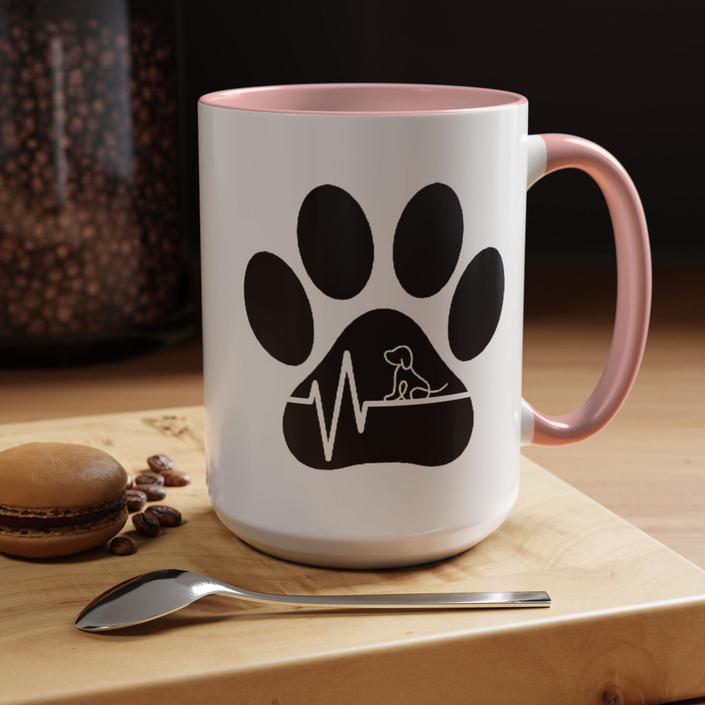 Dog Paw Heartbeat Coffee Mug — Pet Lover Accent Mug (11/15oz)