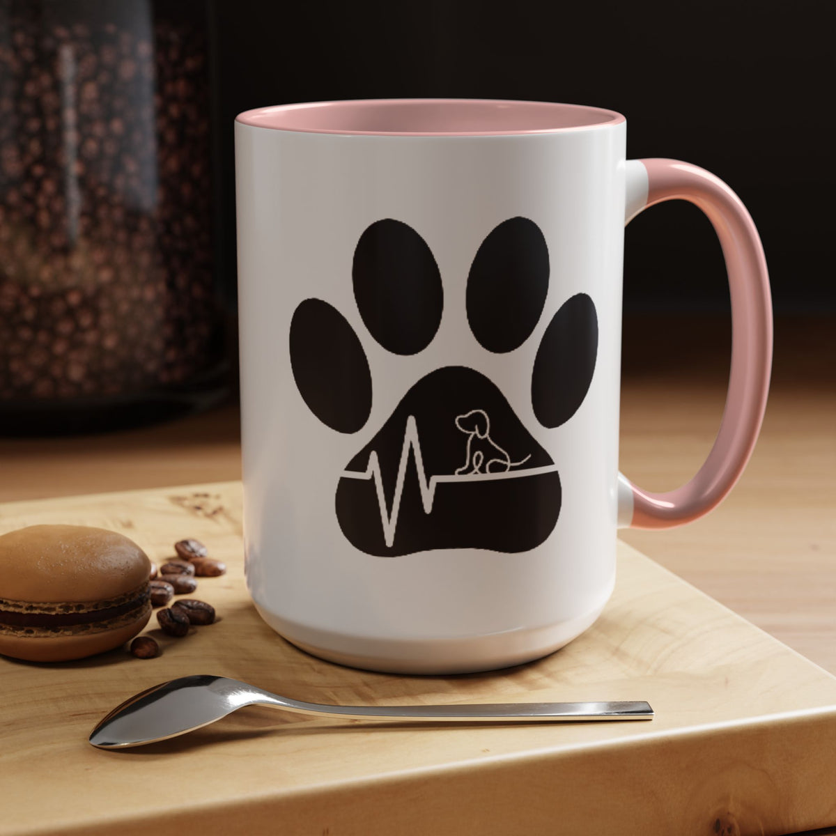 Dog Paw Heartbeat Coffee Mug — Pet Lover Accent Mug (11/15oz)
