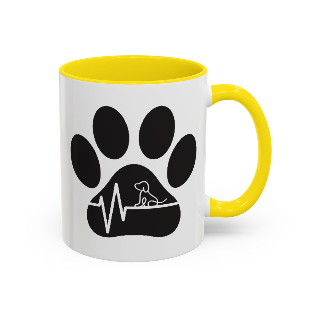 Dog Paw Heartbeat Coffee Mug — Pet Lover Accent Mug (11/15oz)