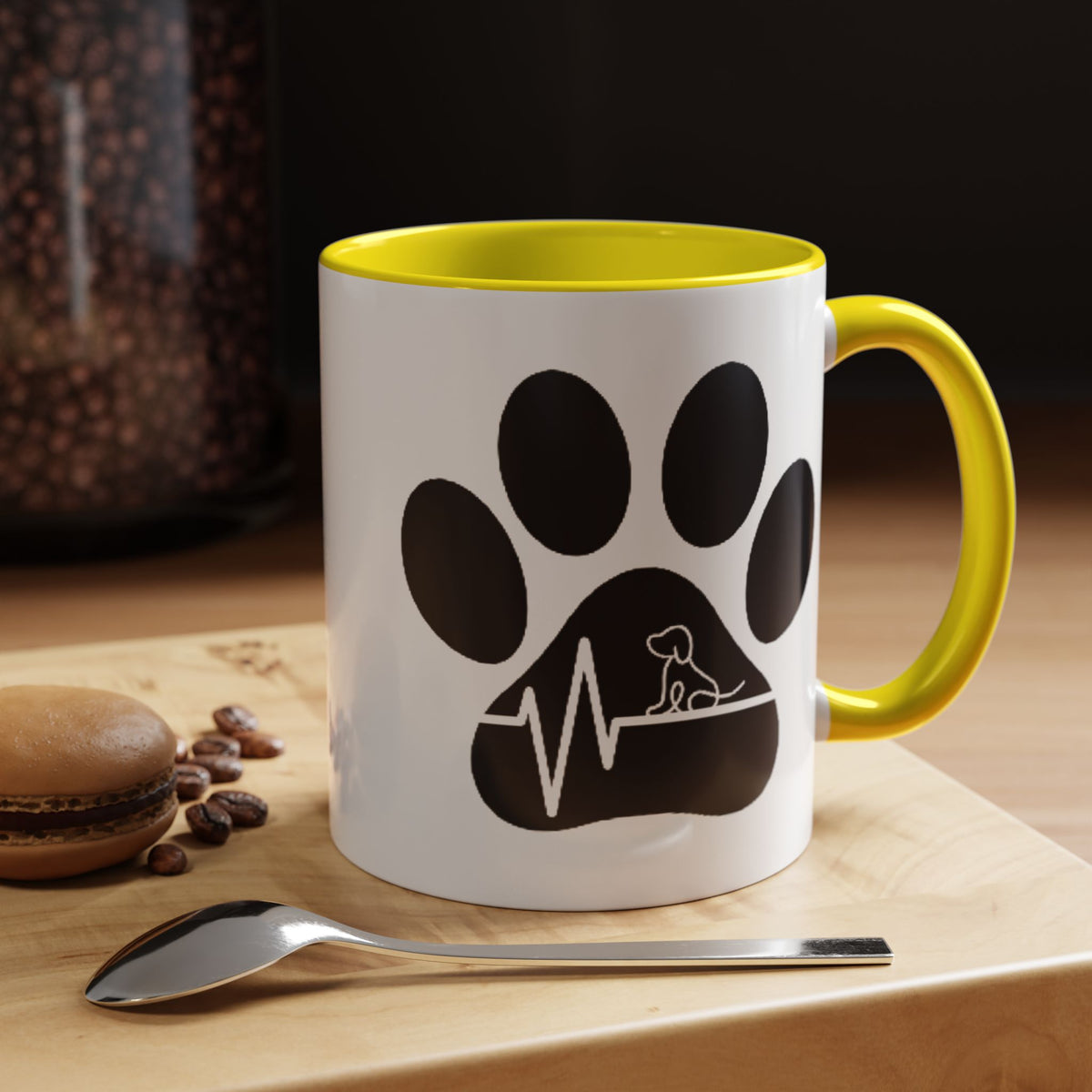 Dog Paw Heartbeat Coffee Mug — Pet Lover Accent Mug (11/15oz)