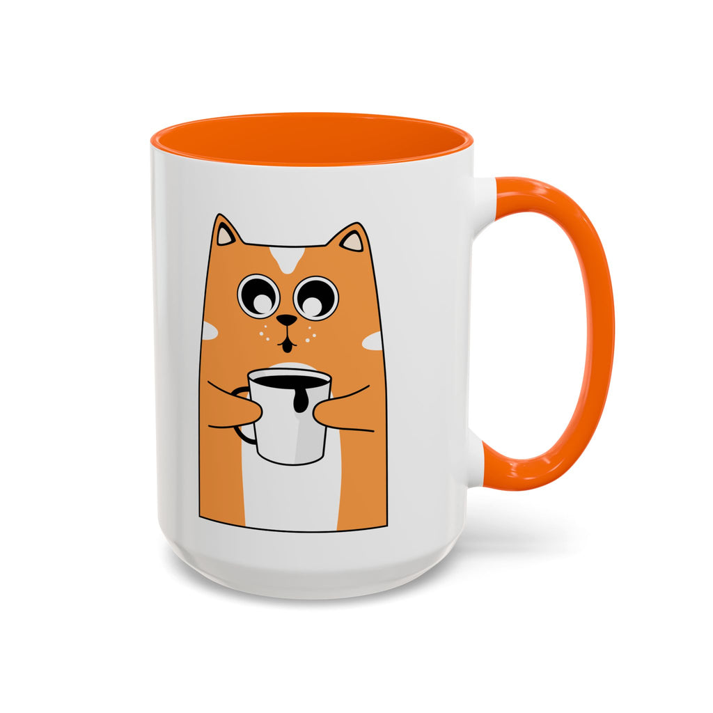 Sleepy Cat Accent Mug — 11/15oz Coffee Cup with Cat Design