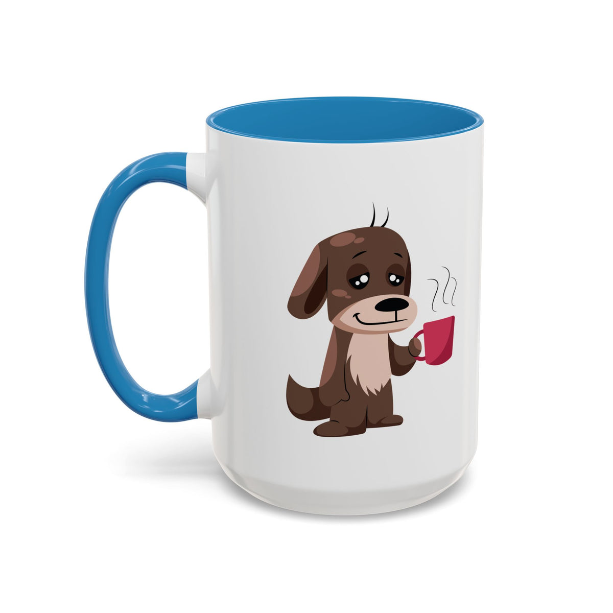 Cute Coffee Dog Mug — Adorable Puppy Holding Coffee Accent Mug (11/15 oz)