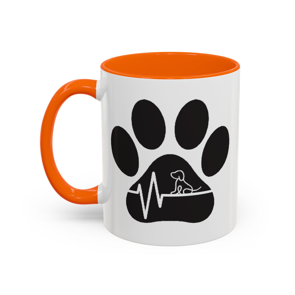 Dog Paw Heartbeat Coffee Mug — Pet Lover Accent Mug (11/15oz)