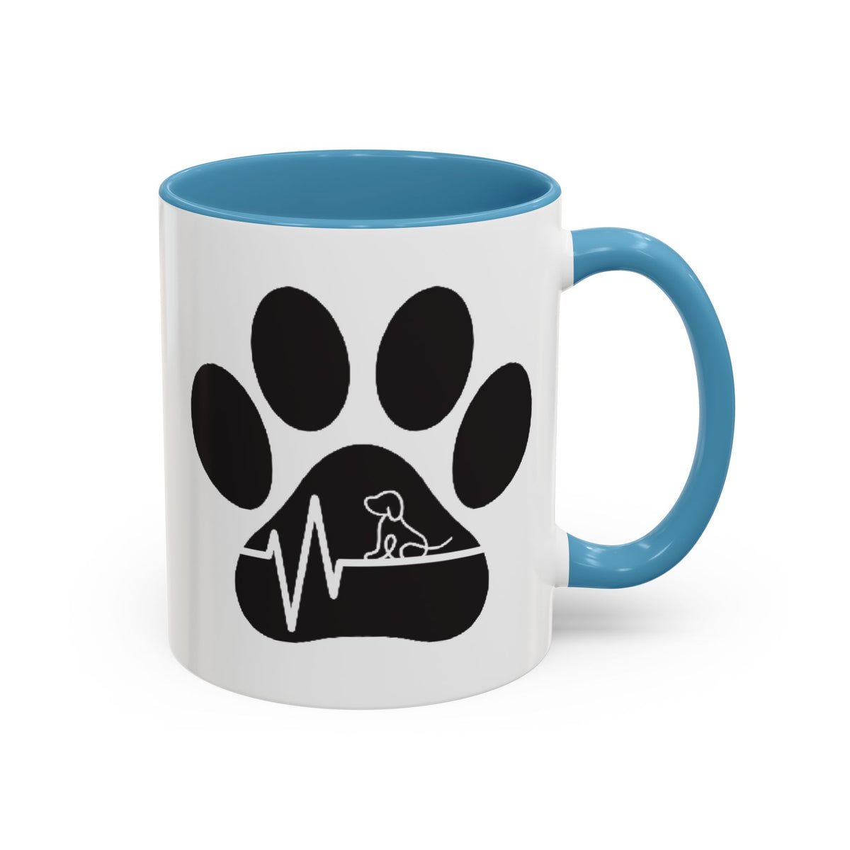 Dog Paw Heartbeat Coffee Mug — Pet Lover Accent Mug (11/15oz)