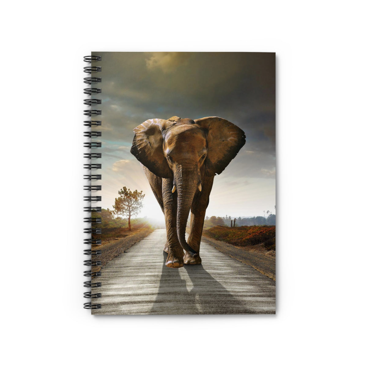 Elephant Walk Spiral Notebook — Ruled Journal with Majestic Elephant Cover