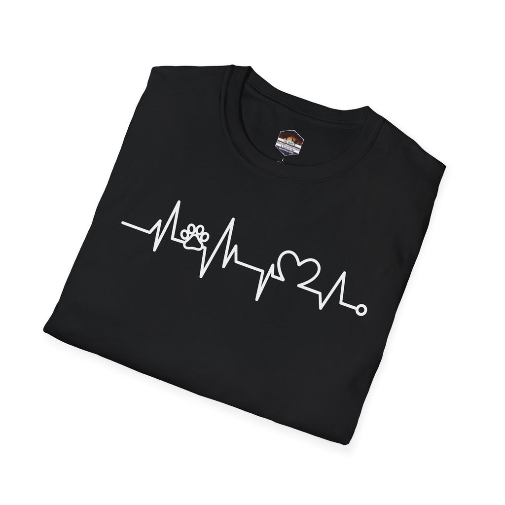 Heartbeat Paw & Heart T-Shirt — Pet Lover EKG Tee