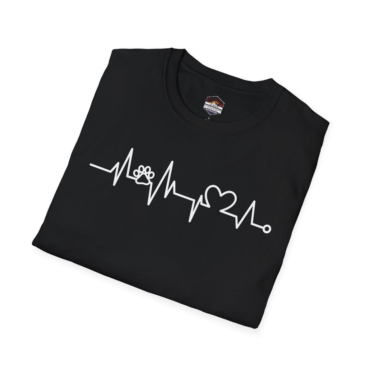 Heartbeat Paw & Heart T-Shirt — Pet Lover EKG Tee
