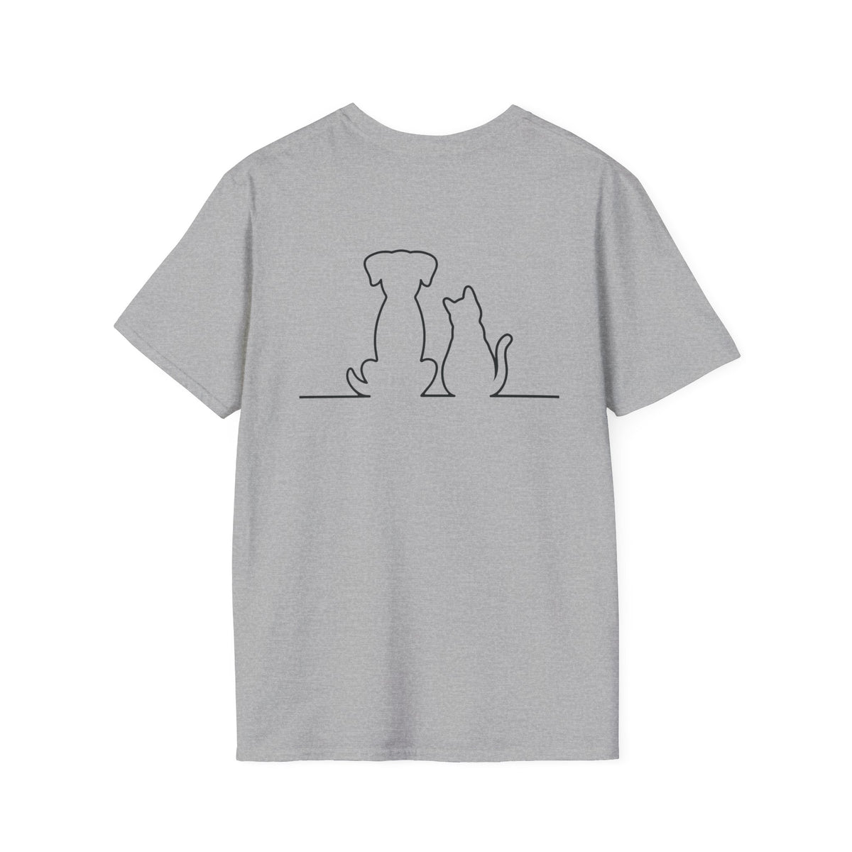 Dog and Cat Outline Tee — Minimal Pet Silhouette T-Shirt