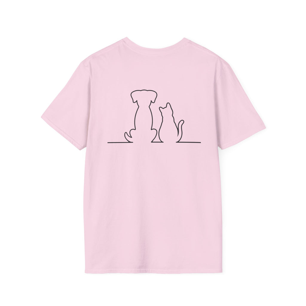 Dog and Cat Outline Tee — Minimal Pet Silhouette T-Shirt