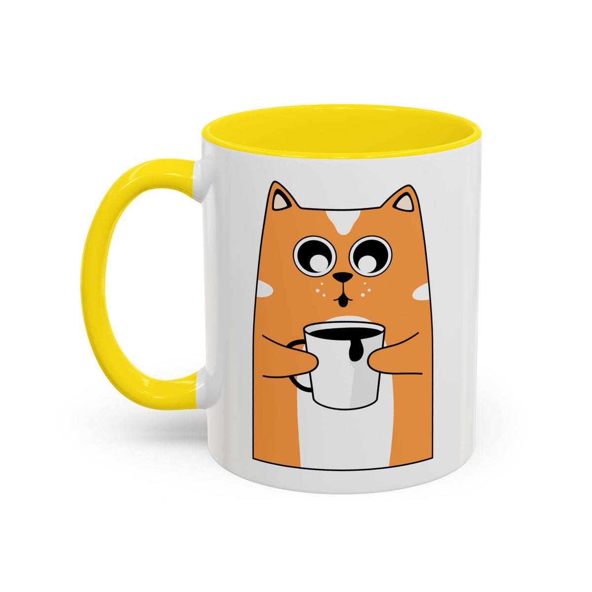 Sleepy Cat Accent Mug — 11/15oz Coffee Cup with Cat Design