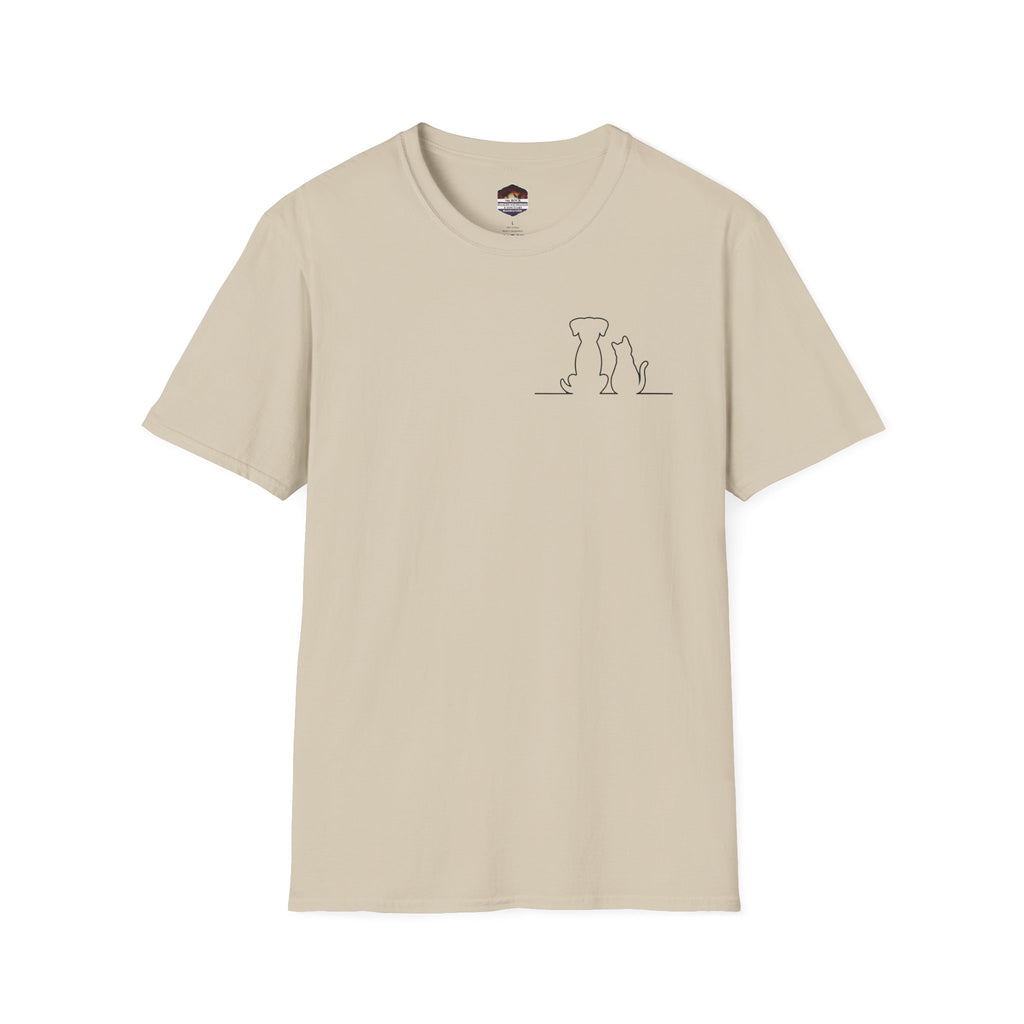 Dog and Cat Outline Tee — Minimal Pet Silhouette T-Shirt