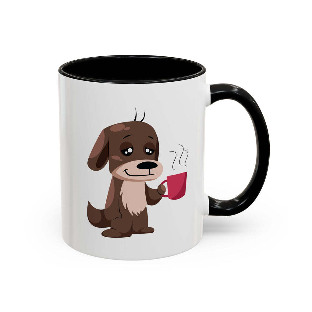 Cute Coffee Dog Mug — Adorable Puppy Holding Coffee Accent Mug (11/15 oz)